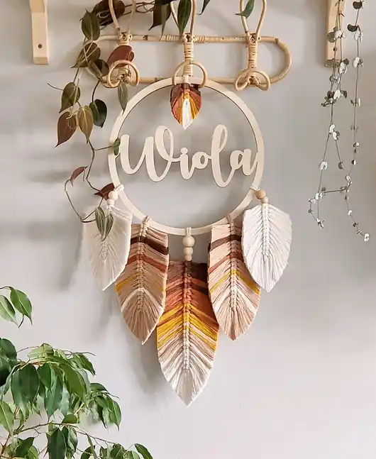 Bezpieczne zakupy Makrama personalizowany łapacz snów z imieniem / napisem boho