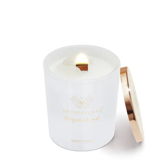 Dodaj do koszyka CRYSTALLOVE Świeca sojowa z kryształem górskim - bergamotka oud 400g
