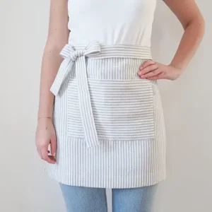 Bezpieczna płatność Lniany fartuszek zapaska GRAY STRIPES