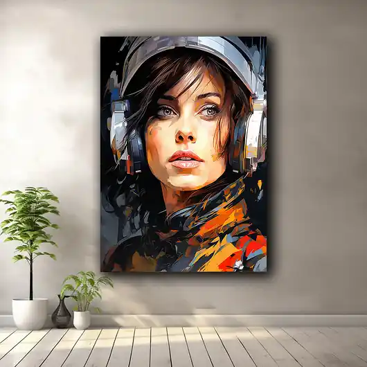 Bezpieczne zakupy Portret kosmonautki - Plakat - Druk - Astronauta, Abstrakcja, Loft 7