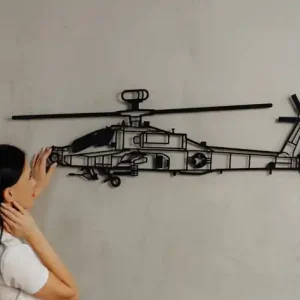 Nowość Śmigłowiec Apache AH metalowa ozdoba na ścianę 3D