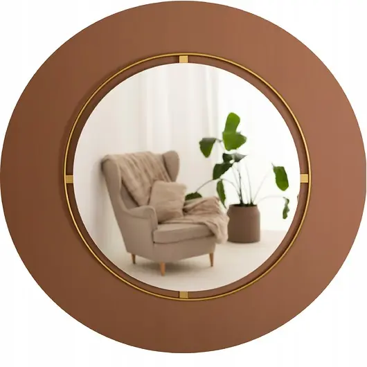 Dodaj do koszyka LUSTRO OKRĄGŁE 60CM ZŁOTE ŚCIENNE METALOWA RAMA WISZĄCE SALON ŁAZIENKA