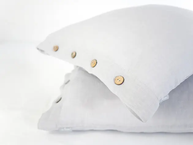 Bestseller Lniana Poszewka Z Guzikami LIGHT GRAY