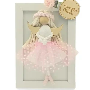 Aniołek w ramce róż 15cm Do wyczerpania zapasów