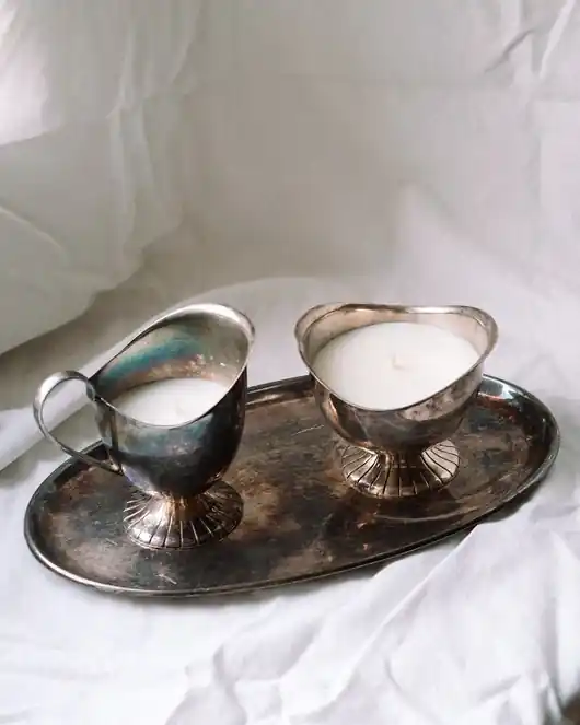 Hit sprzedaży Świeca sojowa vintage cukiernica posrebrzany plater