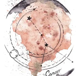 CANCER Gwiazdozbiór Raka Znak Zodiaku Rak akwarela wydruk artystyczny Ostatnia szansa
