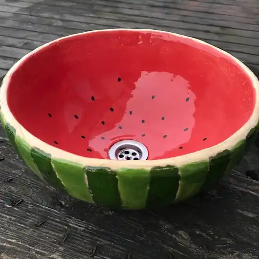 Rabat UM62 Umywalka ceramiczna, okrągła, soczysty arbuz, owoc