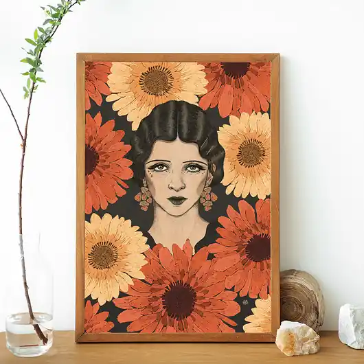 Anna z kwiatami, kobiecy plakat, ilustracja Oferta czasowa