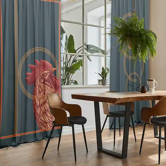 Darmowy zwrot Zasłony artystyczne welurowe Red Rooster