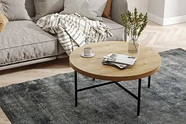 Bezpieczne zakupy Okrągły stolik kawowy Eddi w stylu loftowym