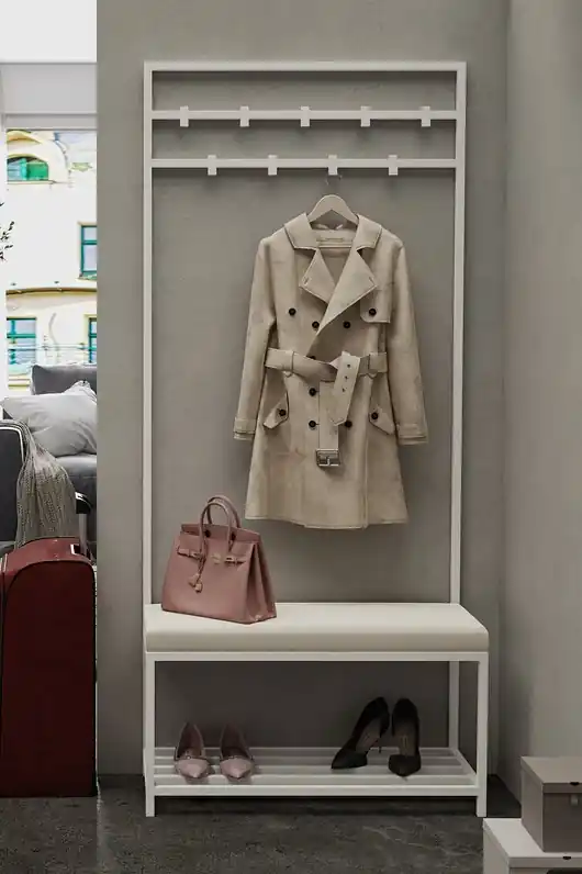 Do wyczerpania zapasów Wieszak Evan z tapicerowanym siedziskiem i półką na buty