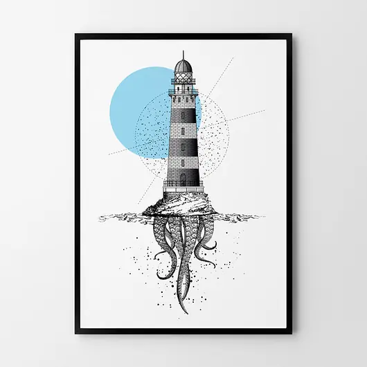 Super okazja Plakat Latarnia baby blue