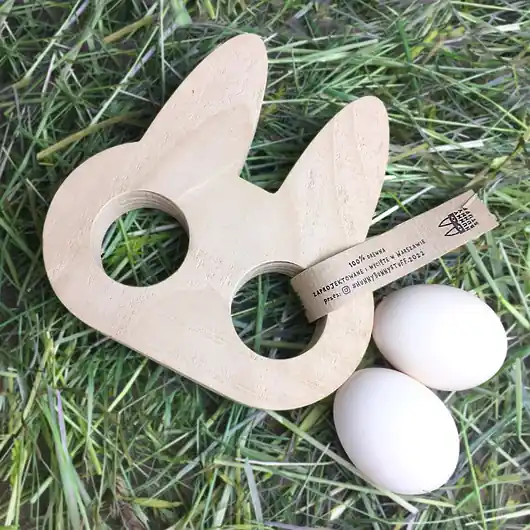 Hit sprzedaży Eco drewniana podstawka pod dwa jajka - Zając