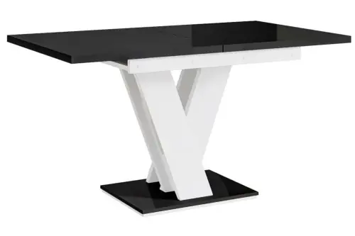 Stół rozkładany 120 cm - 160 cm czarno - biały połysk VISA B&W Zniżka