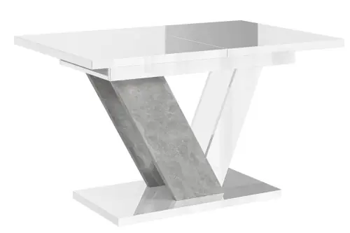 Stół z funkcją rozkładania 120-160 cm biały połysk/beton DUBI Szybka wysyłka