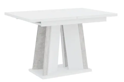 Stół z funkcją rozkładania 120-160 cm biały mat-beton DORA I Darmowy zwrot