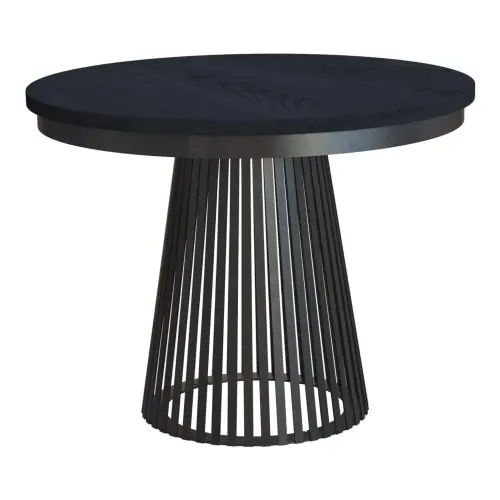 Stół czarny okrągły z lamelami LAMELIO 100-176 cm Promocja