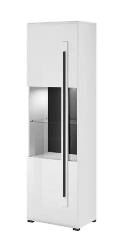 Witryna TULSA - HELVETIA z duża szklaną wstawką w białym połysku 60 cm Oferta limitowana