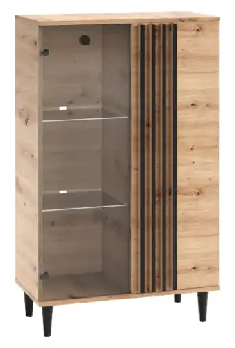 Oferta czasowa Komoda z witryną na drewnianych nóżkach 163 cm LAMELO L2