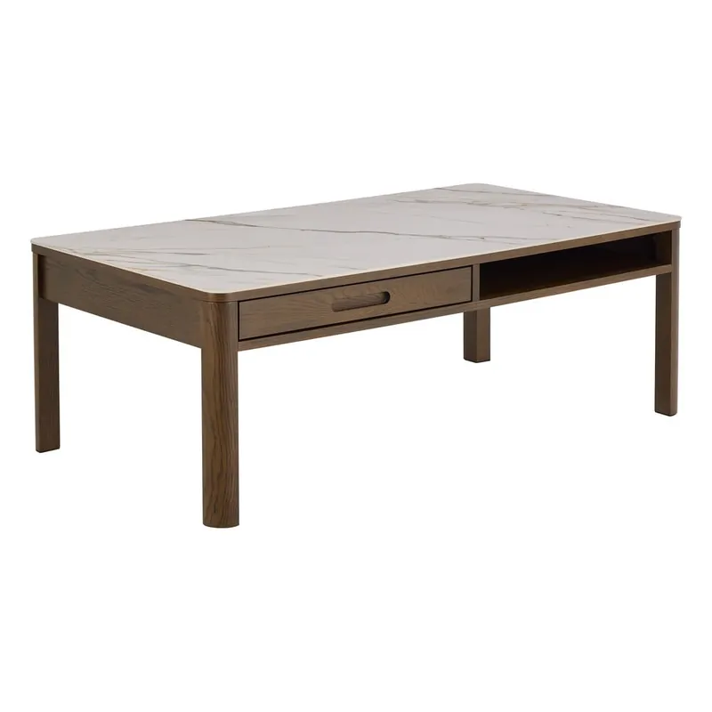 Beżowo-ciemnobrązowy stolik z ceramicznym blatem 70x130 cm Southampton – Actona Bonami Szybka wysyłka