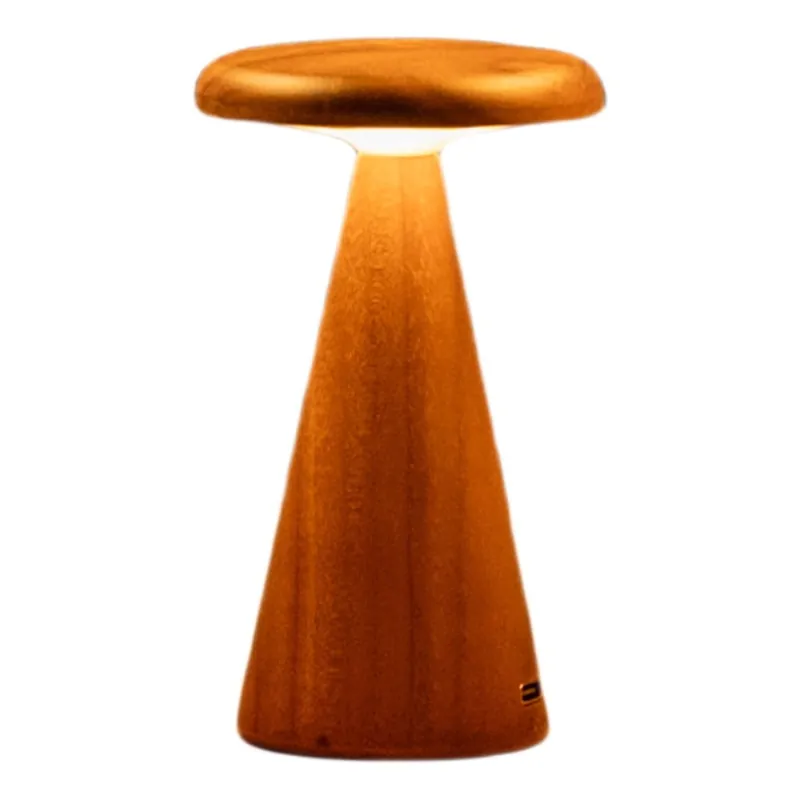 Hit sprzedaży Lampa stołowa LED w naturalnym kolorze z drewnianym kloszem (wysokość 14 cm) Sylva – Gingko Bonami