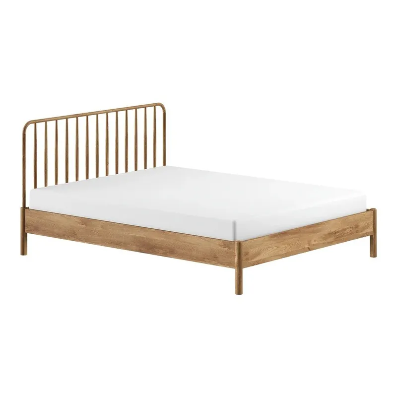 Łóżko dwuosobowe z litego drewna dębowego bez stelaża 160x200 cm w naturalnym kolorze Olive Spindle – Vipack Bonami Darmowy zwrot