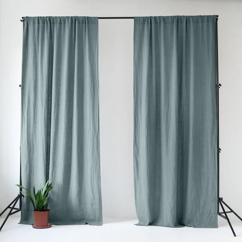 Wyjątkowa oferta Szaroniebieska lniana zasłona 140x200 cm Blue Fog – Linen Tales Bonami