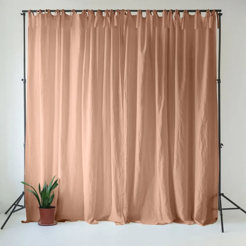 Wyjątkowa oferta Różowa/brązowa lniana zasłona 140x250 cm Cafe Creme – Linen Tales Bonami