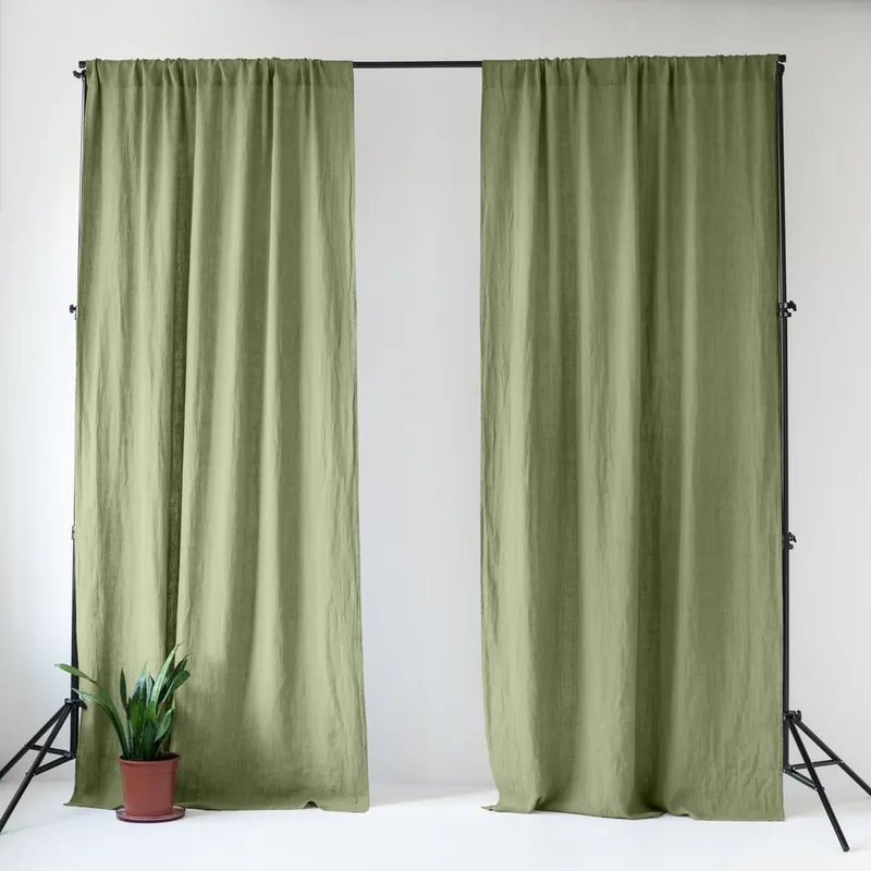 Jasnozielona lniana zasłona 140x200 cm Sage – Linen Tales Bonami Szybka dostawa