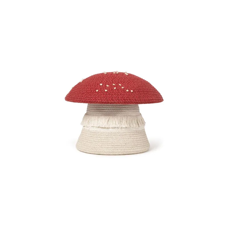 Wysoka jakość Czerwono-kremowy tekstylny dziecięcy kosz na zabawki ø 38x33 cm Big Mushroom – Lorena Canals Bonami