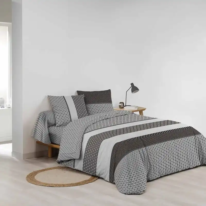 Dodaj do koszyka Czarno-biała bawełniana pościel dwuosobowa z prześcieradłem/6-częściowa 240x220 cm Meiko – douceur d‘intérieur Bonami