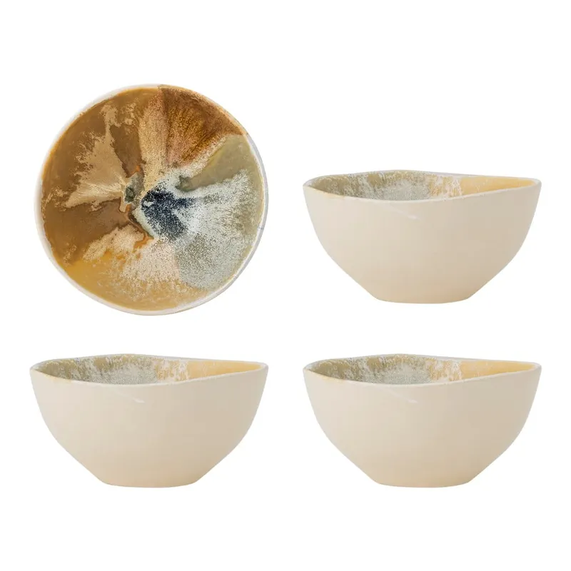 Sprawdź teraz Kremowe kamionkowe miski zestaw 4 szt. 525 ml Lacey – Bloomingville Bonami