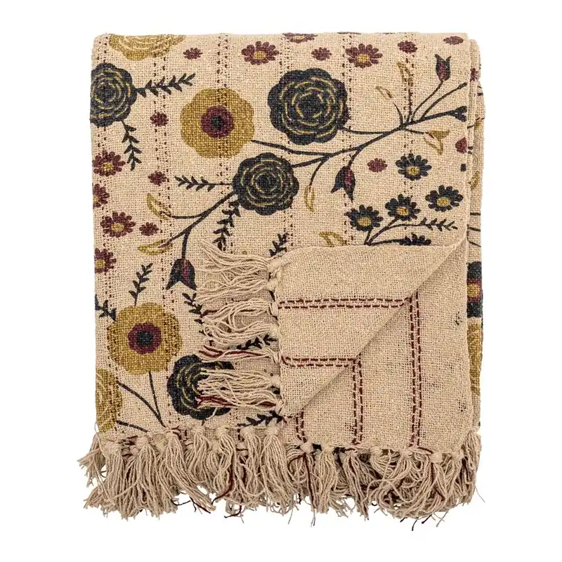 Brązowy koc z bawełny z recyklingu 130x160 cm Eydis – Bloomingville Bonami Niska cena