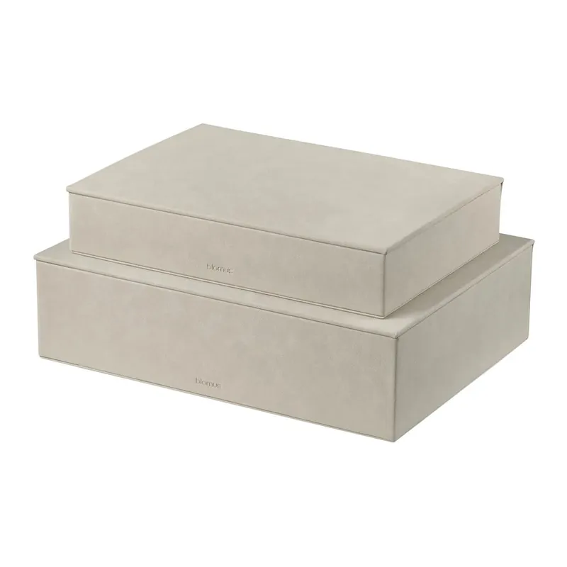 Beżowe pojemniki zestaw 2 szt. z pokrywką ze sztucznej skóry 40x30x11 cm Sahla – Blomus Bonami Bezpieczne zakupy