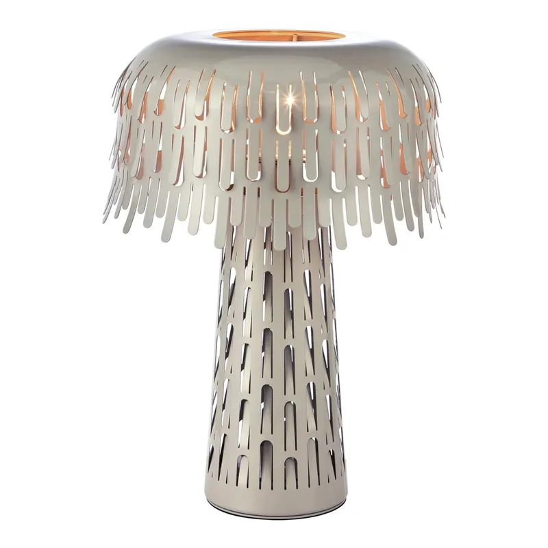 Darmowy zwrot Szarobeżowa lampa stołowa z metalowym kloszem (wysokość 38 cm) Verbera – Markslöjd Bonami