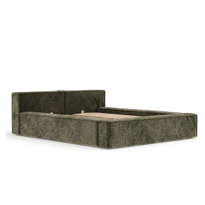Ciemnozielone tapicerowane łóżko dwuosobowe ze schowkiem i stelażem 200x200 cm Voliera – Maison de Rêve Bonami Wyjątkowa oferta