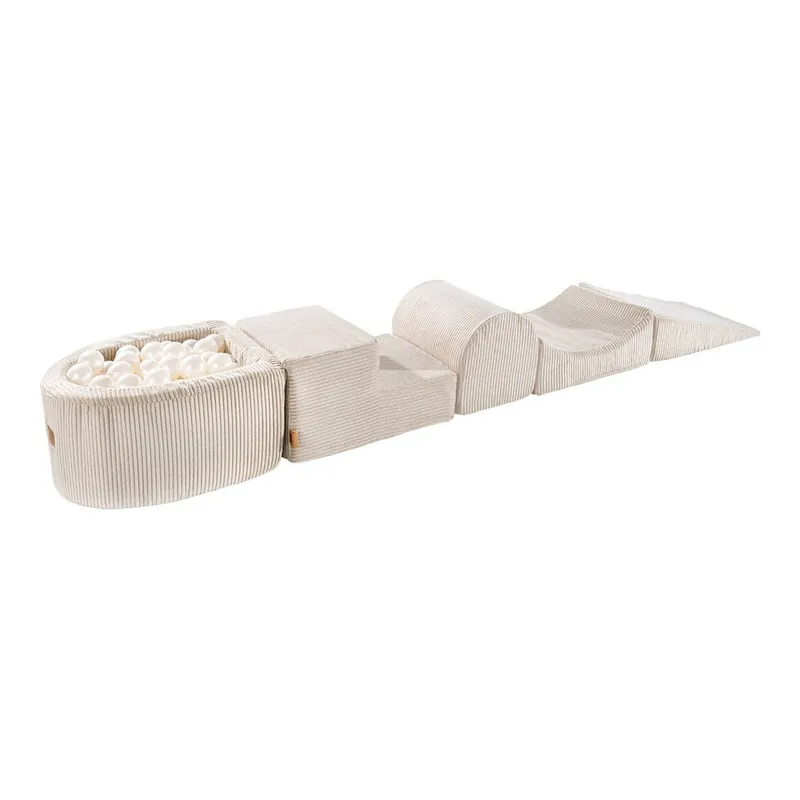 Kremowy sztruksowy piankowy plac zabaw 5 szt. wysokość 30 cm 250x45 cm Montessori – Meowbaby Bonami Zamów dziś