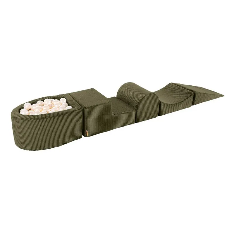 Tylko do końca tygodnia Sztruksowy piankowy plac zabaw 5 szt. w kolorze khaki wysokość 30 cm 250x45 cm Montessori – Meowbaby Bonami