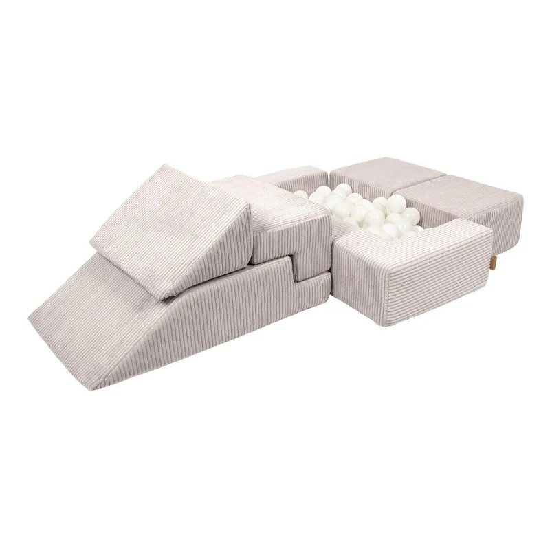 Zniżka Kremowy sztruksowy piankowy plac zabaw 6 szt. wysokość 40 cm 100x35 cm Montessori – Meowbaby Bonami