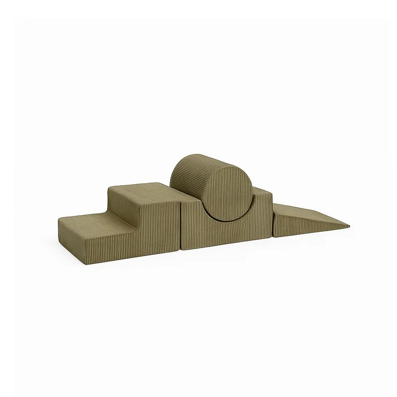 Szybka wysyłka Sztruksowy piankowy plac zabaw 4 szt. w kolorze khaki wysokość 30 cm 45x170 cm Montessori – Meowbaby Bonami