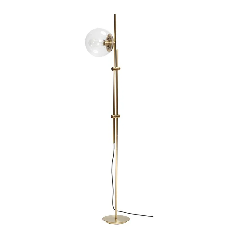 Lampa stojąca w kolorze mosiądzu ze szklanym kloszem (wysokość 147 cm) Bubble – Hübsch Bonami Zniżka