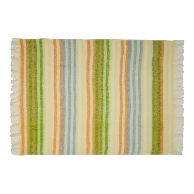 Żółto-zielony koc z mieszanki wełny 140x200 cm Loom – Hübsch Bonami Kup online
