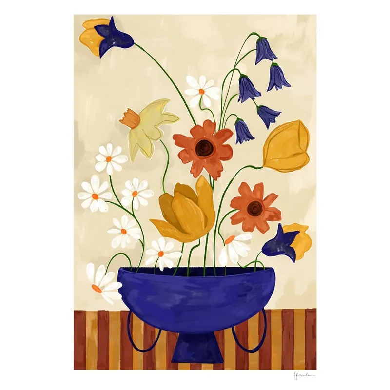Plakat 30x40 cm Colourful Bunch in Blue Vase – Frankie Penwill – The Poster Club Bonami Promocja