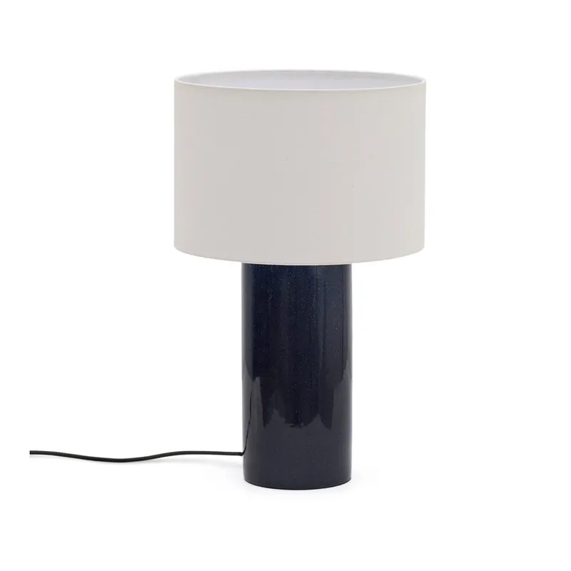Wyjątkowa oferta Niebieska lampa stołowa z tekstylnym kloszem (wysokość 53,5 cm) Toneric – Kave Home Bonami