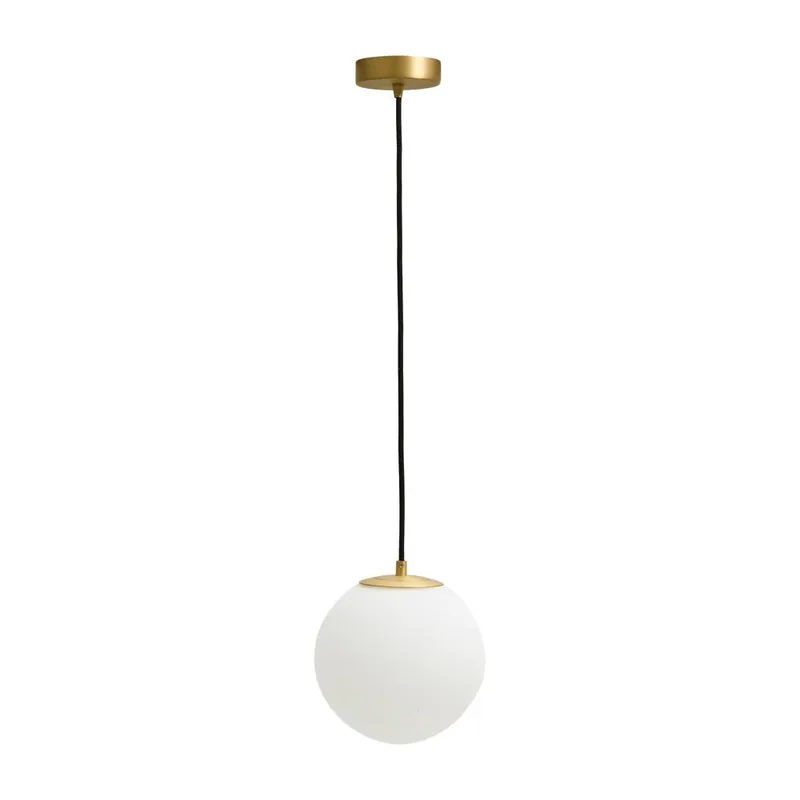 Biała/w kolorze złota metalowa lampa wisząca ze szklanym kloszem ø 15 cm Brisia – Kave Home Bonami Oferta