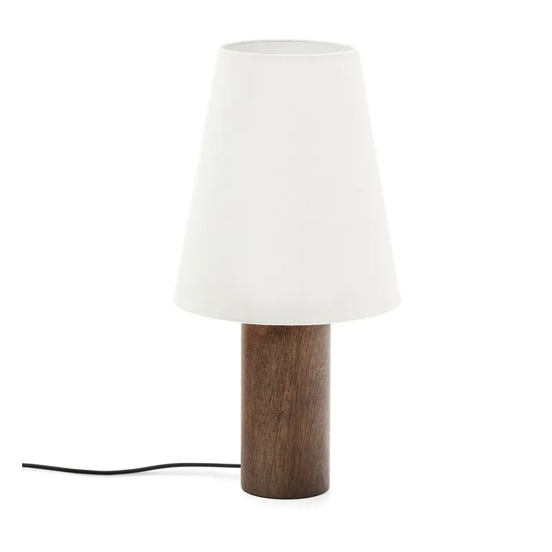 Biała/w ciemnym naturalnym kolorze lampa stołowa z tekstylnym kloszem (wysokość 49,5 cm) Marga – Kave Home Bonami Niska cena