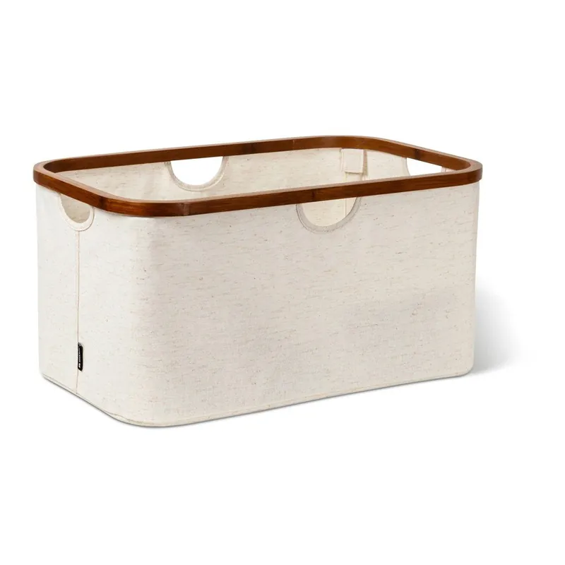 Kremowy tekstylny kosz na pranie składany Bamboo/Linen – Bigso Bonami Szybka wysyłka