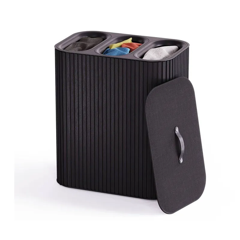 Czarny bambusowy kosz na pranie 3x30 l Tota Trio Luxe – Joseph Joseph Bonami Niska cena