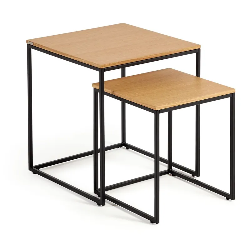 Stoliki z blatem w dekorze dębu zestaw 2 szt. 45x45 cm Yoana – Kave Home Bonami Wyprzedaż