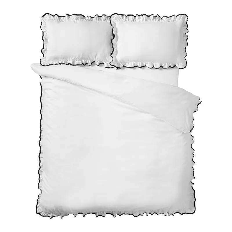 Ostatnia szansa Biała pościel dwuosobowa 3-częściowa 200x200 cm So Soft Mono Frill – Catherine Lansfield Bonami